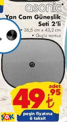 ASONİC YAN CAM GÜNEŞLİK SET